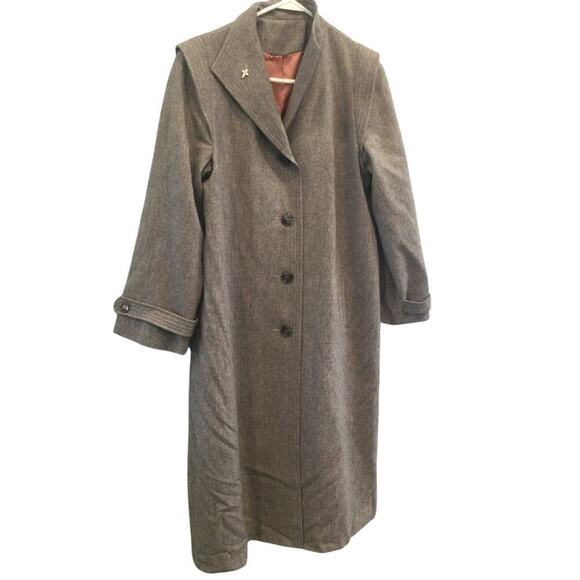 Vtg Womens Wool Long Line Pea Coat Size M L Grey Classic Quiet Luxury Preppy - Picture 1 of 10